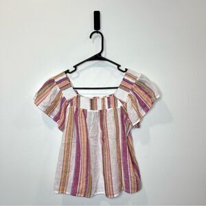 Rails Sonora stripe hibiscus cotton short sleeve blouse - Size XS